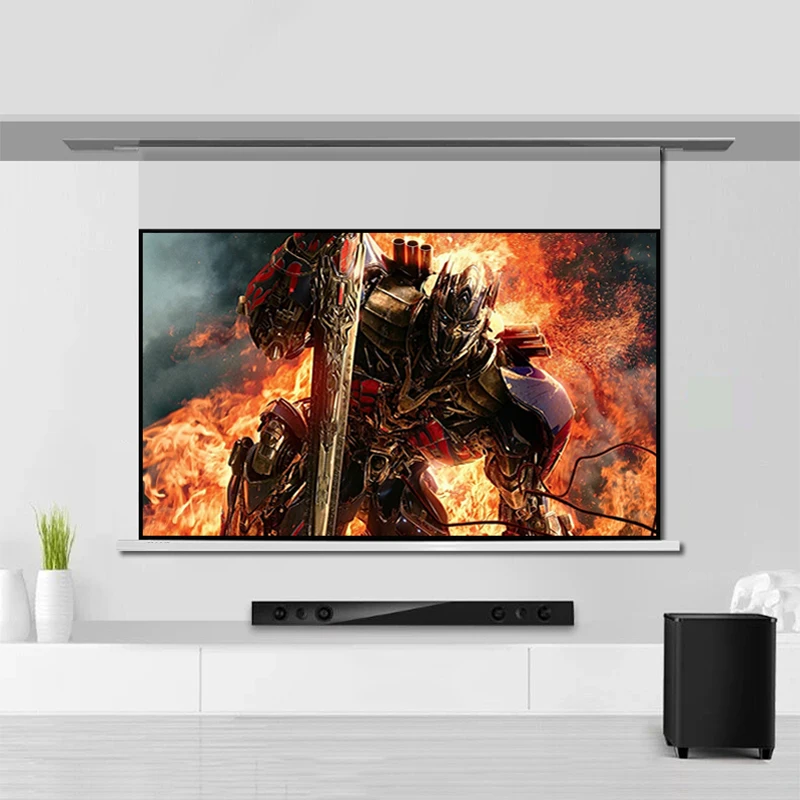 شاشة عرض بيضاء مجوفة من الألياف الزجاجية الكهربائية حديثًا في السقف لعام 2025، عرض ذكي بمحرك 4K مع تصميم عائم #5