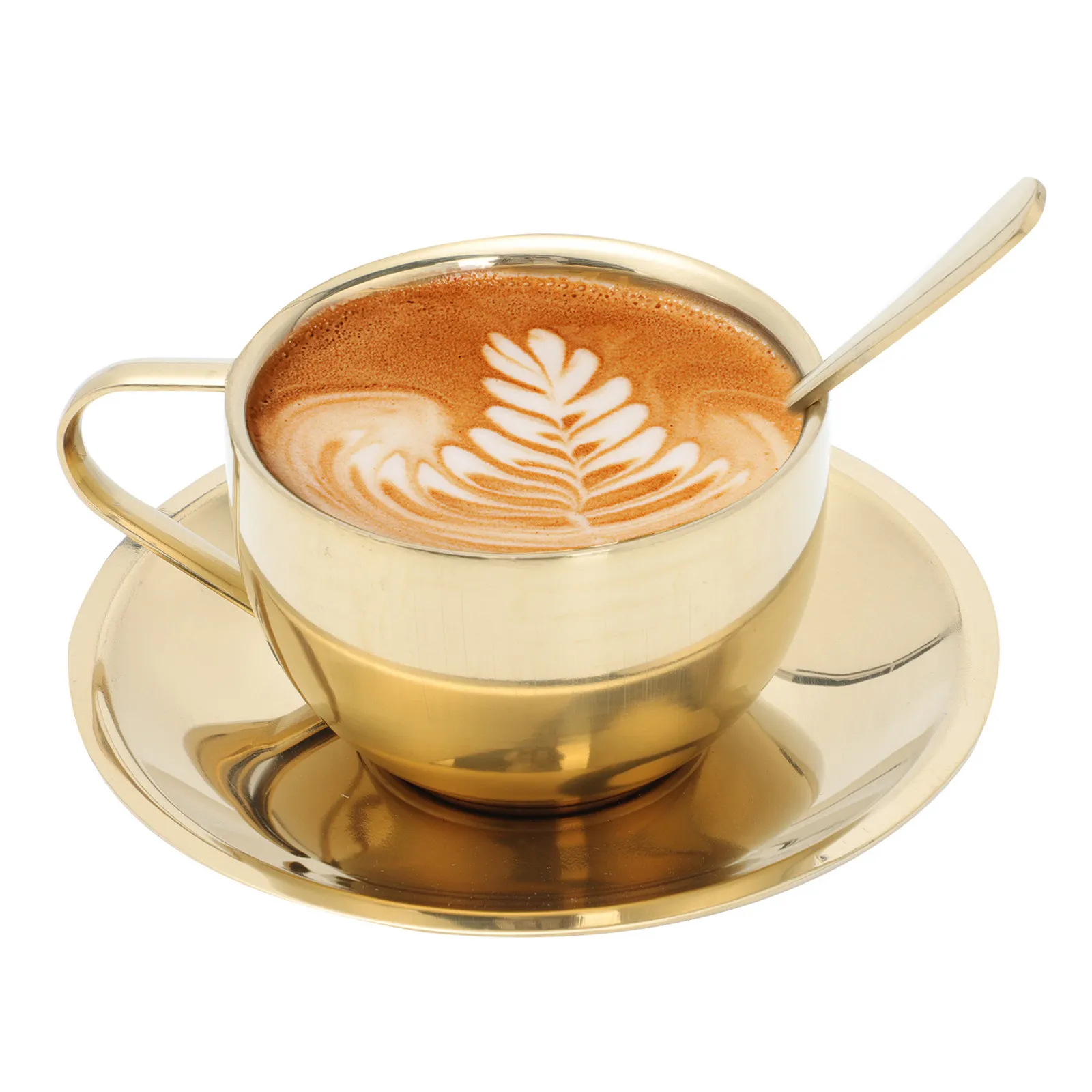 

1Set Simple Chic Coffee Cup Set High Quality Stainless Steel Tea Mug Set Smooth Surface Comfortable Grip Large Capacity for Home