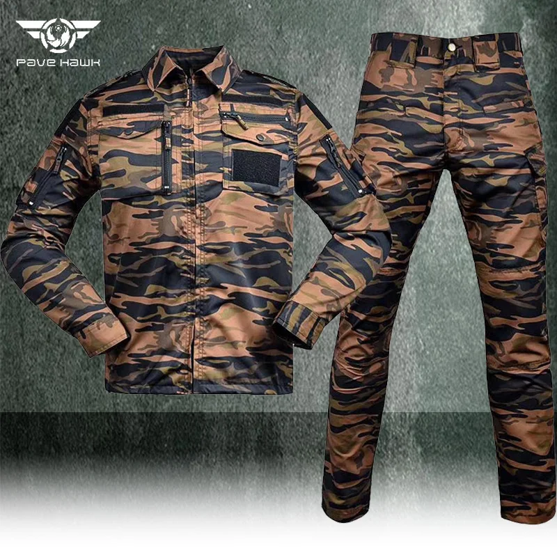 Instructor Training Kits Men's Outdoor Breathable Long-sleeved Jacket Wearable Multi-pocket Cargo Pants Men's Work Two-piece Set