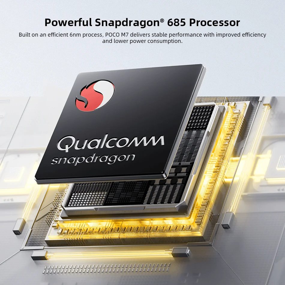 POCO M7 الإصدار العالمي Snapdragon 685 غامرة 6.9 بوصة FHD + عرض بطارية 7000 مللي أمبير في الساعة 33 وات شحن هاتف محمول NFC