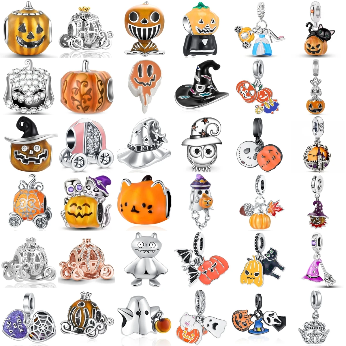 

New Fashion 925 Sterling Silver Halloween Series Magic Hat Pumpkin Charm Pendant DIY Fit Original Bracelet Jewelry Women Gift