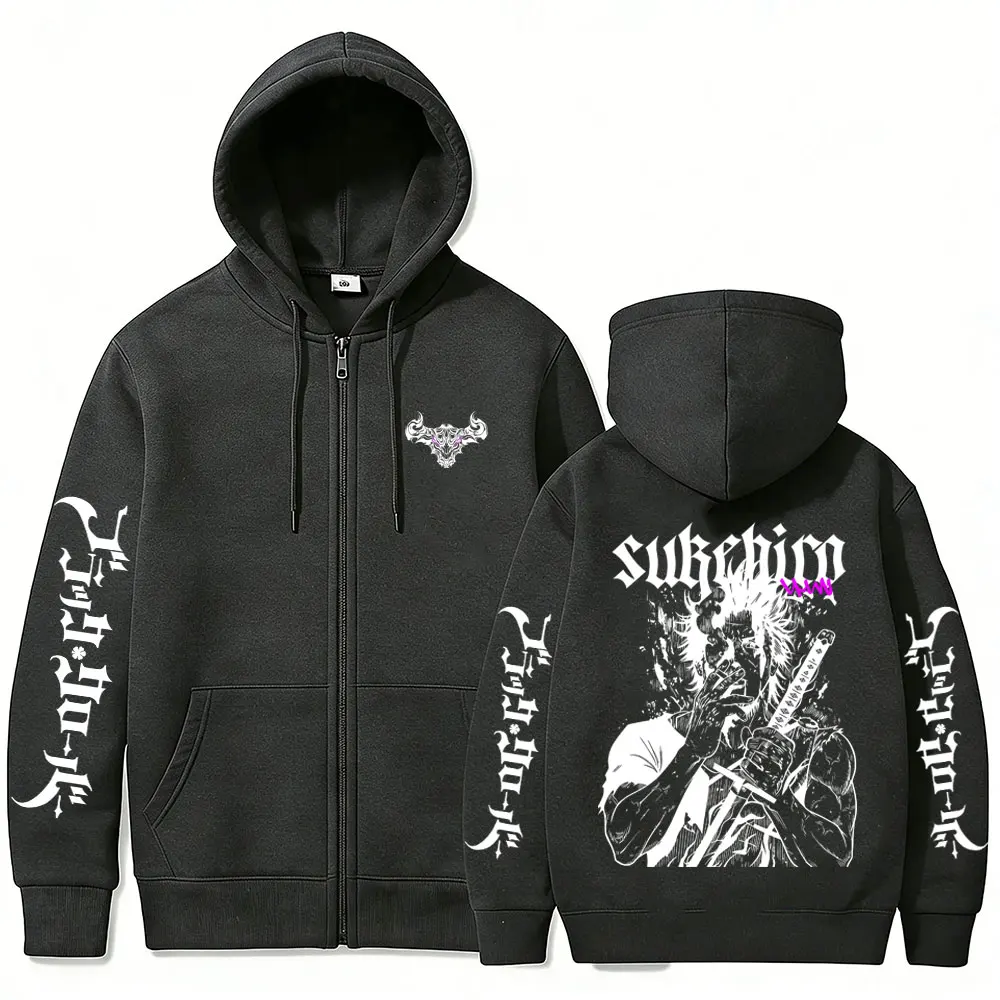 Anime Black Clover Yami Sukehiro Kapuzenjacke mit Reißverschluss, Herren- und Damenmode, Oversized-Jacke mit Reißverschluss, Herren-Manga-Cosplay-Sweatshirt mit Reißverschluss. – Detail 5