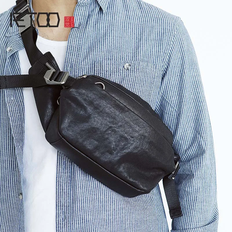 

AETOO Hot Sale Casual Genuine Leather Bag Chest Bag For Men Messenger Bags Mens Chest Crossbody Bags Male Shoulder