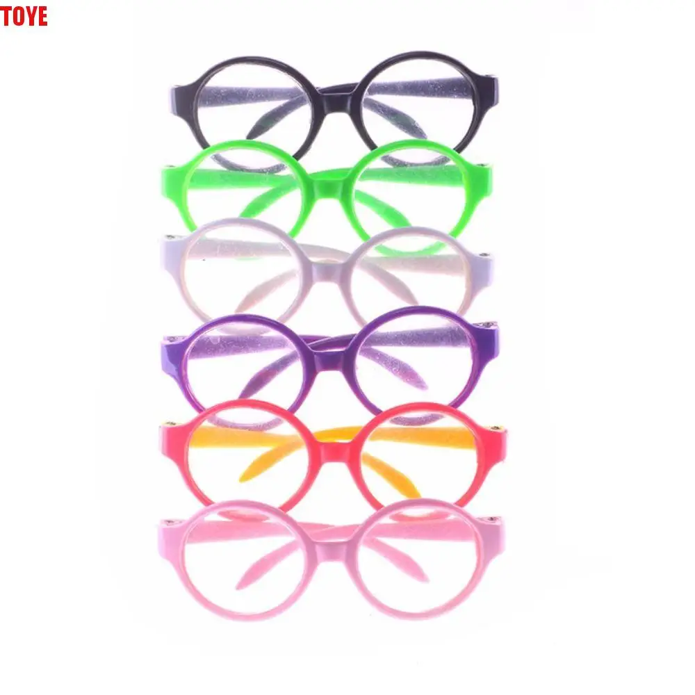 Doll Accessory Transparent Plastic Glasses Plastic Candy Color Miniature Eyeglasses Round Miniature Colorful Doll Glasses