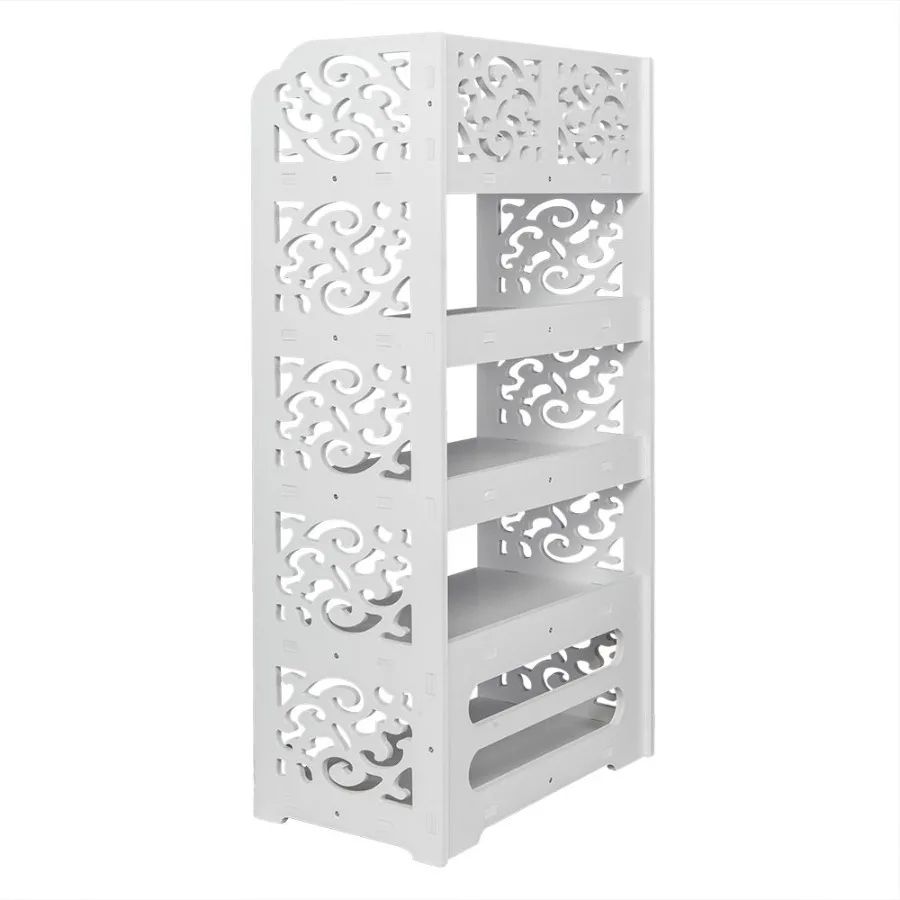 

Woodplastic Board Five Tiers Carved Shoe Rack White A