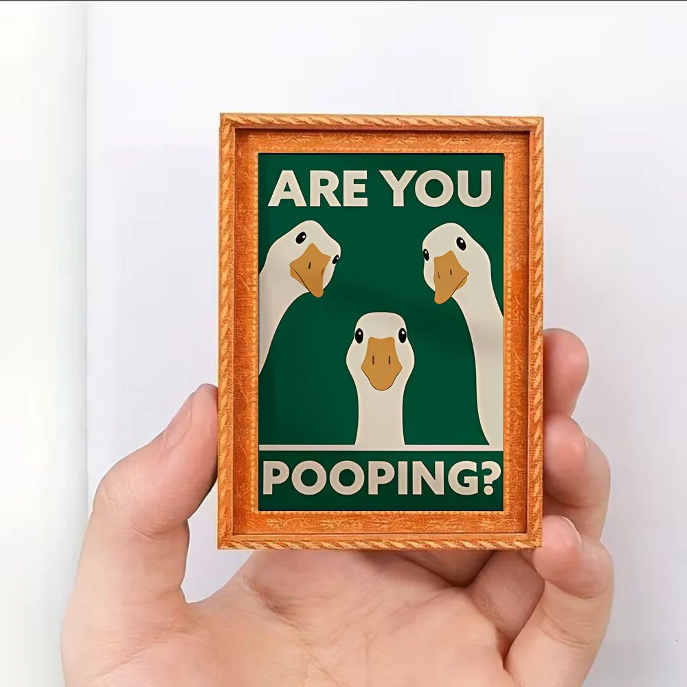 1 Piece of Interesting Refrigerator Magnet with Three Ducks Pattern, Mini Photo Frame Design, Small Creative Frame Hanging Picture, Wooden Craft, Fun Home Decoration, a Must-Have Refrigerator Magnet for Animal Lovers, Fun Home Decor Props, Holiday Gift