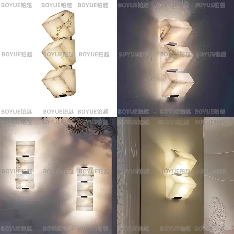 for New Chinese Villa Hotel Restaurant Club Lobby Corridor Bedroom Bedside Wall Lamp Spanish Natural Marble