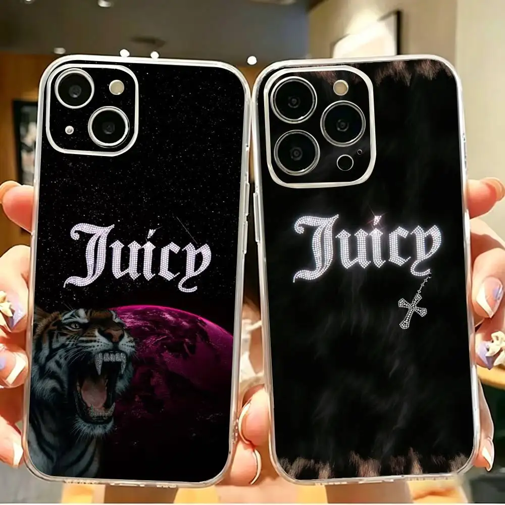

Fashion J-Juicy-y Clear Phone Case For iPhone 17 16 15 14 13 12 11Pro Max Plus Transparent Shockproof Cover
