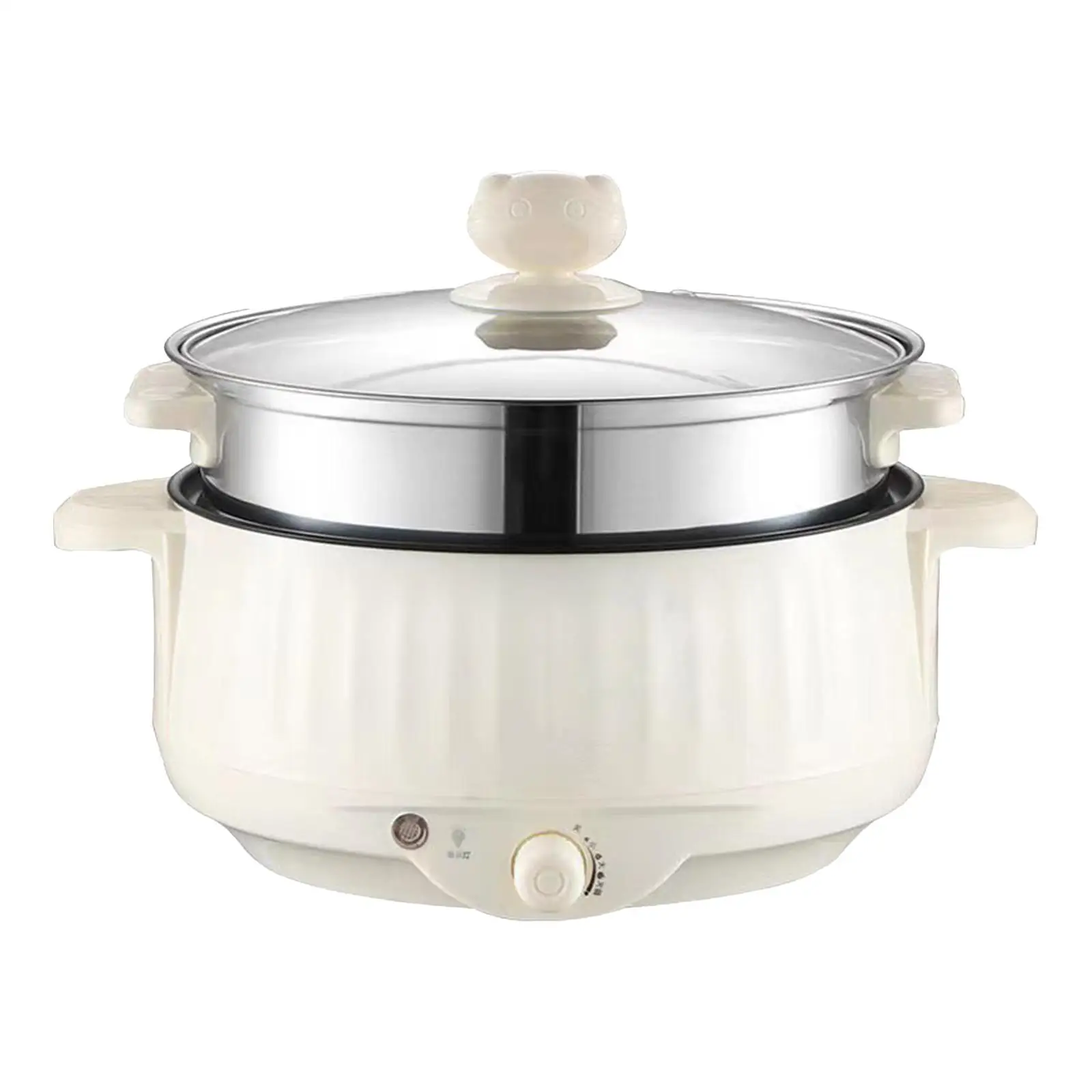 Electric Cooking Pot Nonstick 1.7L Stainless Steel Multifunctional 3 Gear Electric Skillet for Noodles Ramen Porridge Eggs