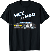 Wee Woo Police Car Pixelate Style Art T-Shirt Fitness Tees Oversized Hip Hop Streetwear Cotton T Shirt Men O-neck Tshirt