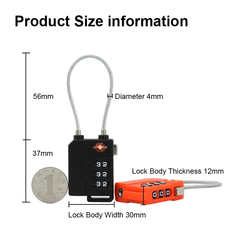 TSA Locks Combination Plastic Lock Body For Travel Luggage Suitcase Anti-theft Code Customs Password Padlock