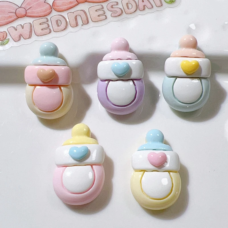 10 Pcs New Cute Bright Surface Cartoon Macaron Color Milk Bottle Resin Scrapbook Diy Jewelry Party Wedding Hairpin Accessories