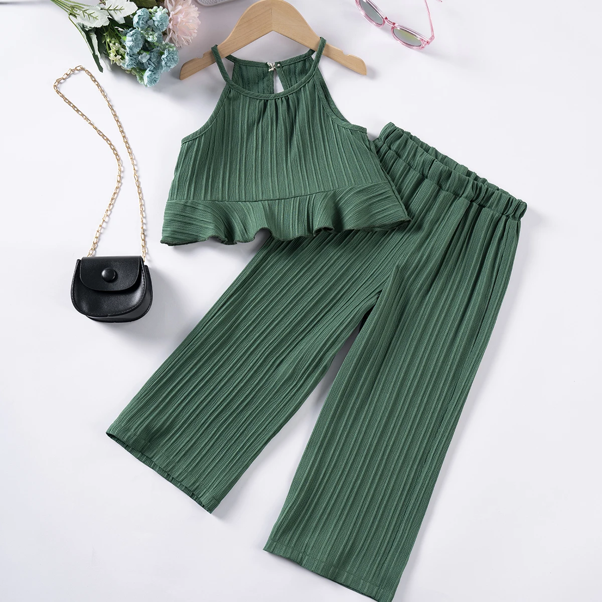 Kids Set Girls Summer Clothing Sets Camisole Tops and Loose Pants Baby Girl Clothes Leisure and Fashionable Birthday Gift
