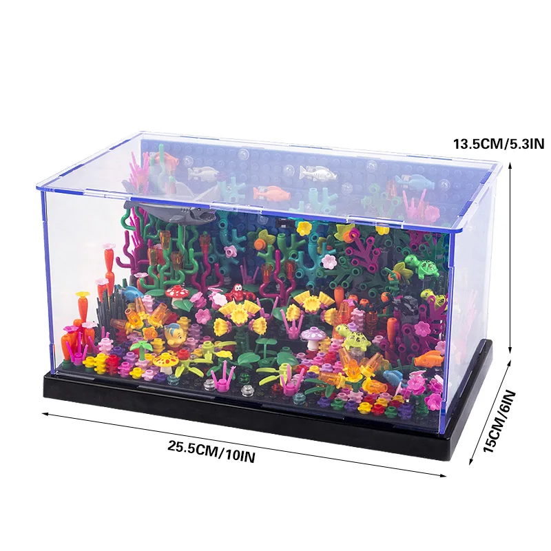 MOC City Underwater World Building Blocks Shark Seaweed Octopod Fish Mini Animal Parts Creative Display Box Model Kids Gifts