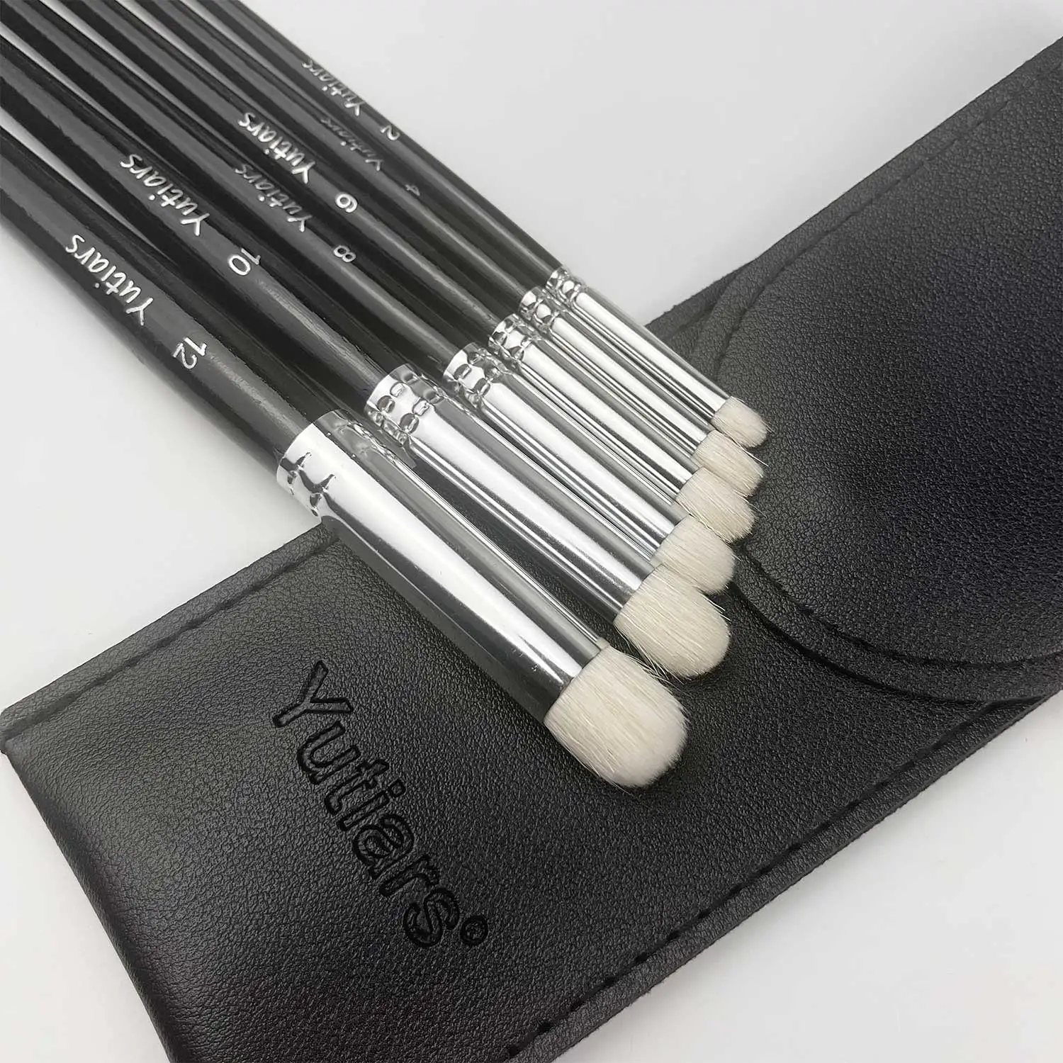 6pcs Round Head Dry Brush Set - High-Quality Wool Brushes for Watercolor, Acrylic, and Model Painting - Portable Storage Bag
