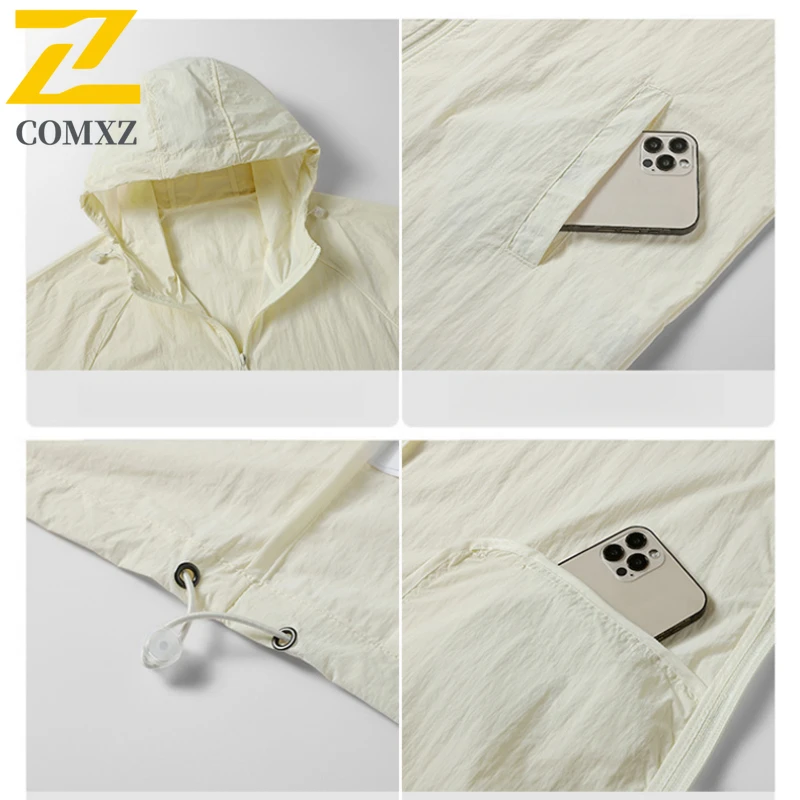 2025 Summer Jacket Men's Women's Korean Lightweight Breathable UV Hooded Coat Casual Sports Fishing Solid Color Skin Windbreaker