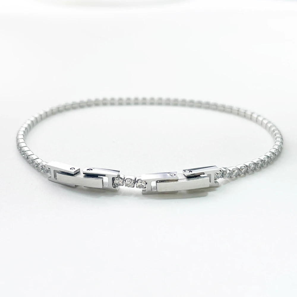 Women's Cluster CZ Link Chain Tennis Bracelet
