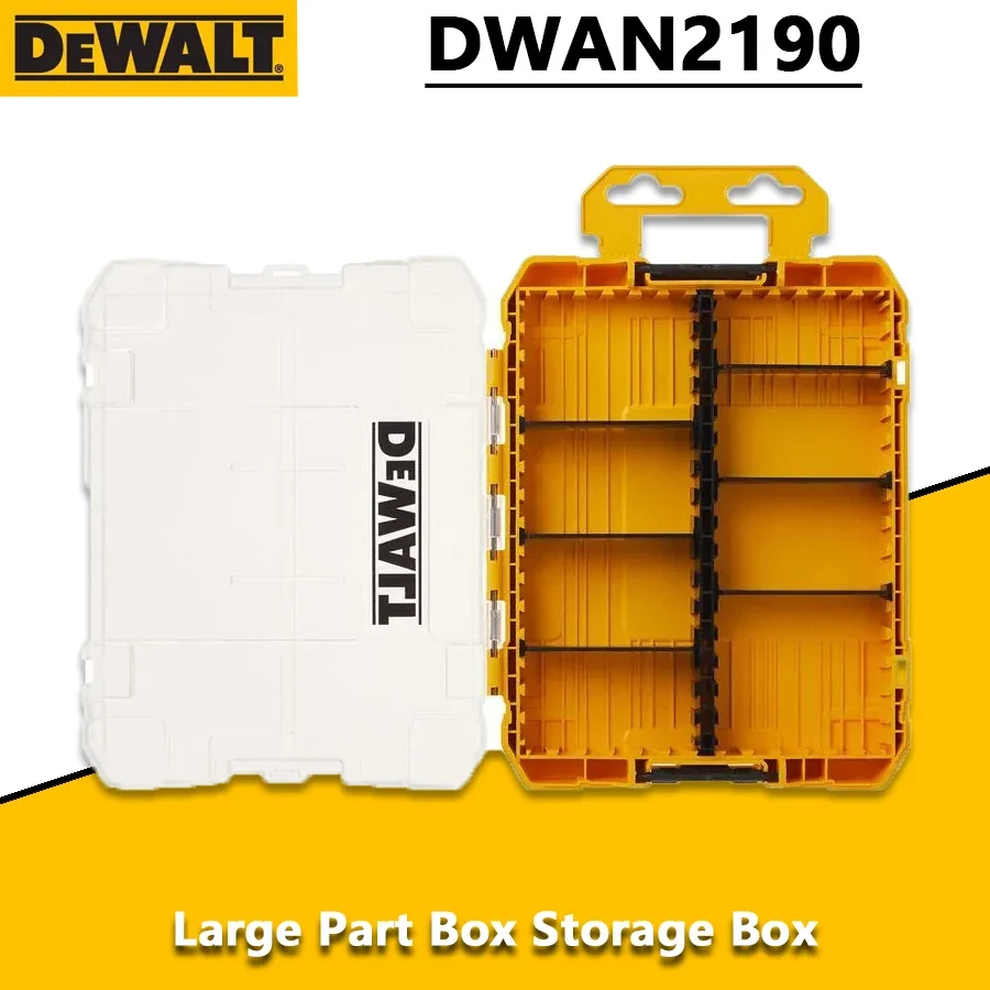 DEWALT DWAN2190 Caja de almacenamiento de piezas grandes Organizador de herramientas apilable de plástico transparente 220x170x32mm127