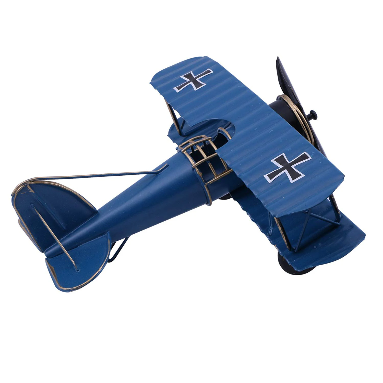 

Retro Iron Aircraft Handicraft ,Metal Biplane Aircraft Models Home Decor blue