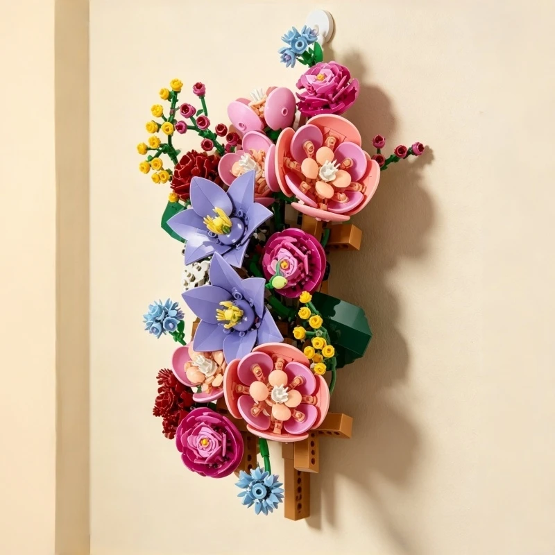 Image of 2026 Neues Blumenwand-Bausteinset Kreatives Romantisches Buntes Blumenstrauß-Modell Bausteine Heimdekoration Spielzeug Erwachsenen-Weihnachtsgeschenk
