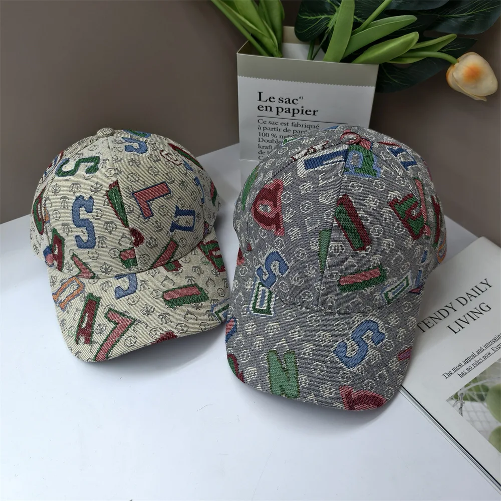 Retro Hardtop Baseball Hats Irregular Letters Unisex Outdoor Sunshade Casual Fashion Peaked Caps for Men And Women