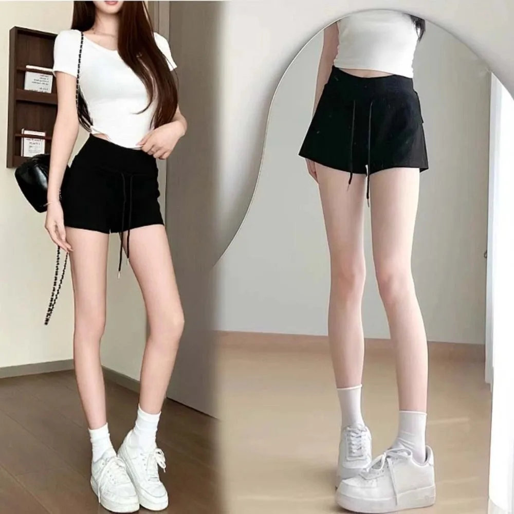 

Drawstring High Waist Shorts Slim Fit Trousers Hot Woman Short Pants American Style Pajamas Pants Summer Casual Shorts Female