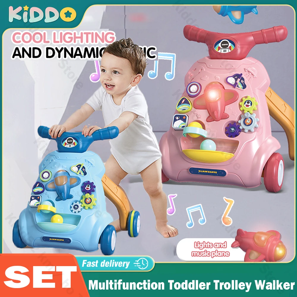 

Multifunction Toddler Trolley Musical Sound Light Walker Exercise Hearing Learn Walk Hand Push Walker Early Educational Toys