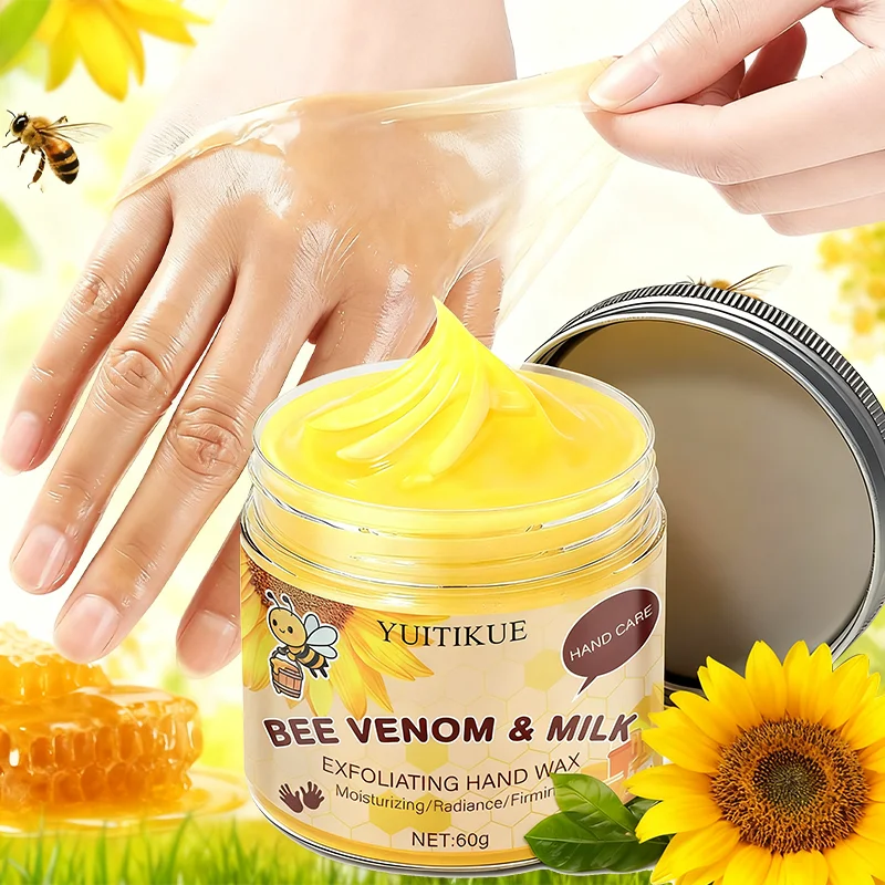 YUITIKUE 60g Bee Venom Milk Hand Wax - Removes Dead Skin Fine Lines Dark Spots Roughness Care