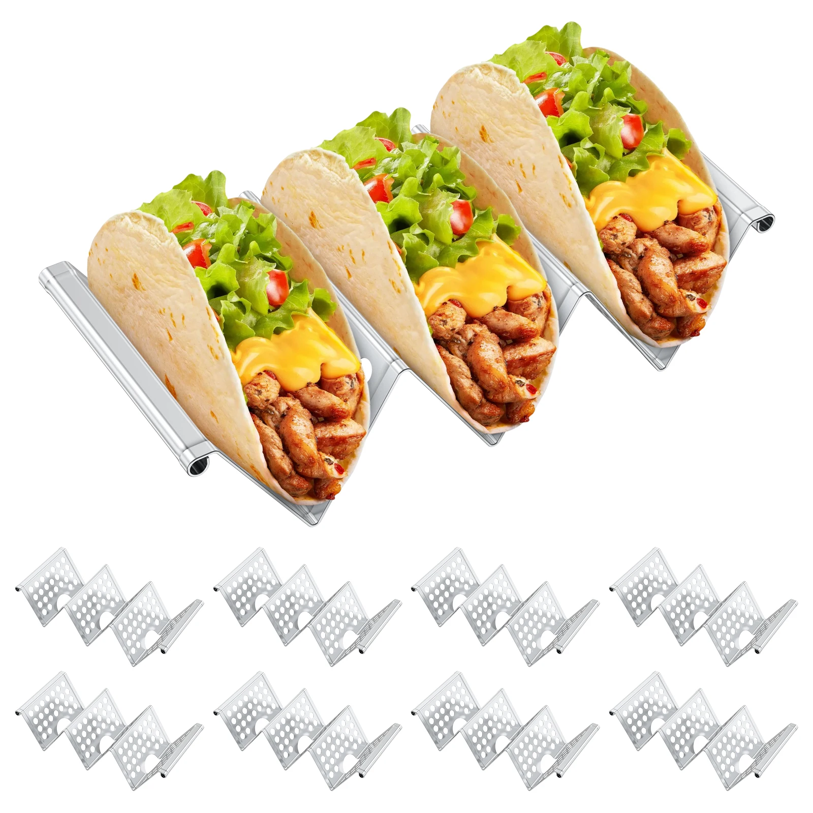 Soporte para tacos, soporte de exhibición para tacos, bandeja para platos de Tortilla y Burrito, soporte para alimentos, patatas fritas, rollo de maíz, estante para Burritos, cocina, 4/8 Uds.