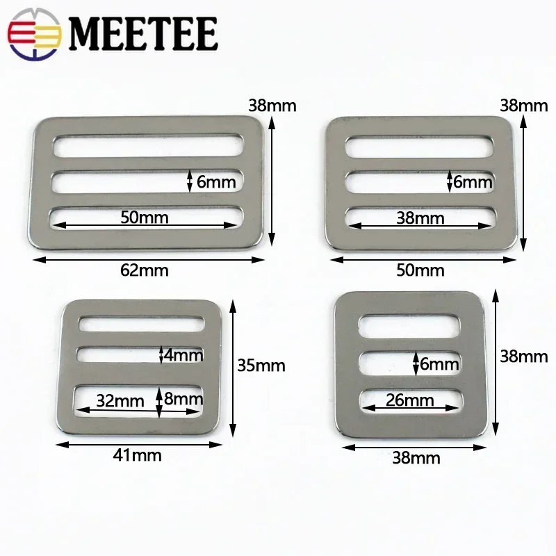 2/5P 26-50 مللي متر الفولاذ المقاوم للصدأ ضبط أبازيم حقيبة حزام حزام ثلاثي الإنزلاق المنزلق حلقة مشبك ظهره حزام المشبك هوك اكسسوارات
