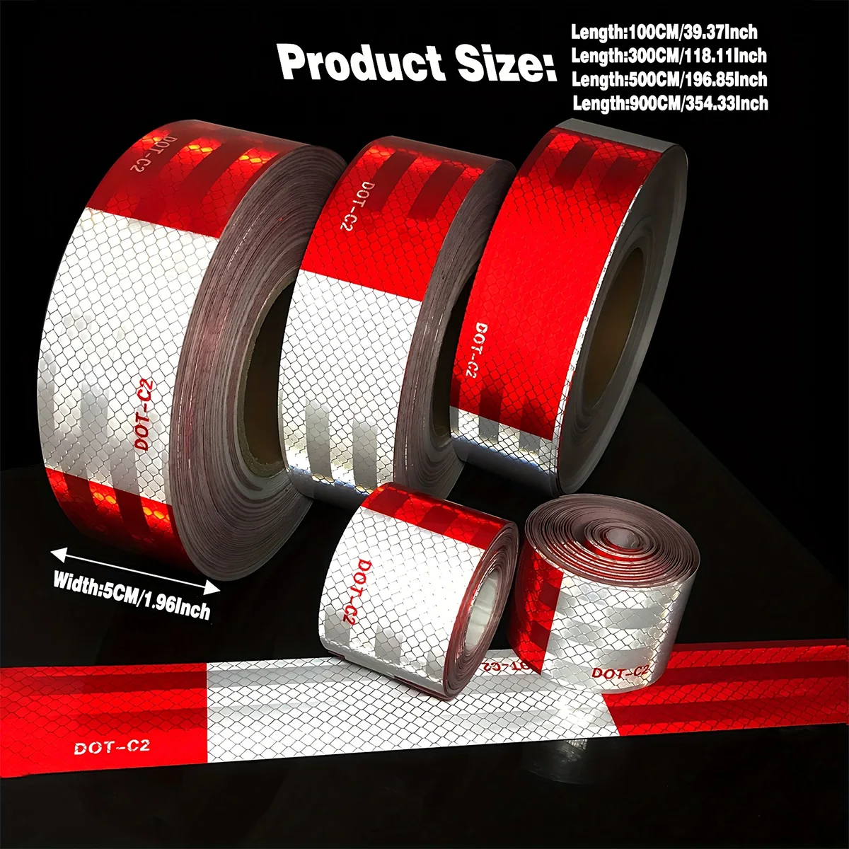 Reflective Safety Tape DOT-C2 Waterproof Adhesive Conspicuity Tape for Trailer, Outdoor, Cars, Trucks