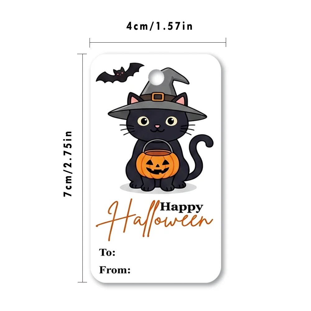 40pcs, Gift Tags, Cute Ghost Pumpkin Halloween, Hanging Paper Labels for Gift Wrapping, Holiday Party Decor with String