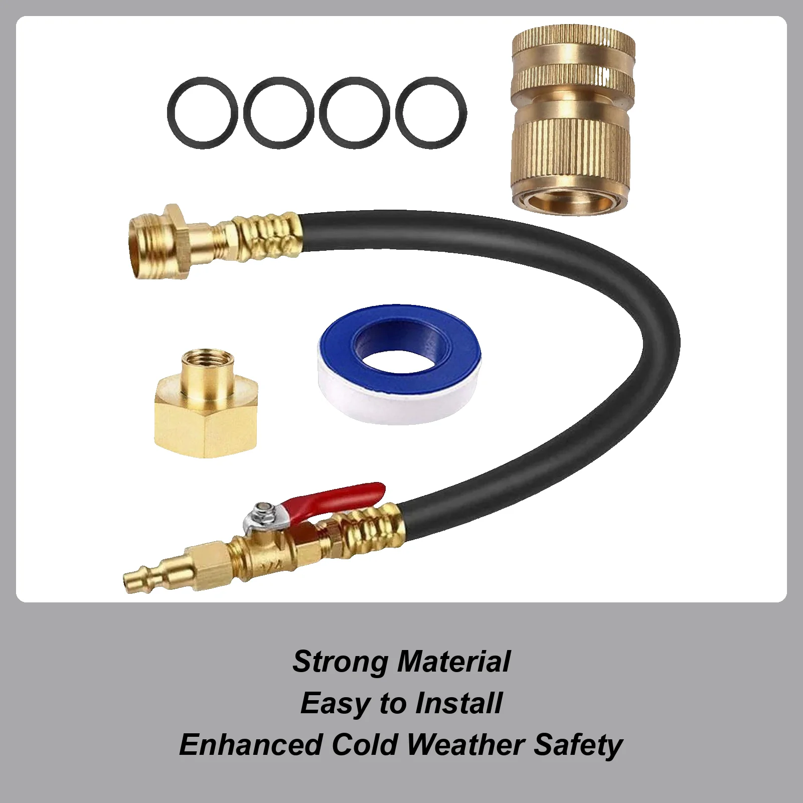 

8pcs RV Winterizing Kit 17 Inch Hose Anti-Freeze Adapter Connector Winter RV Antifreeze Pump Kit With Shut-off Valve Nozzle