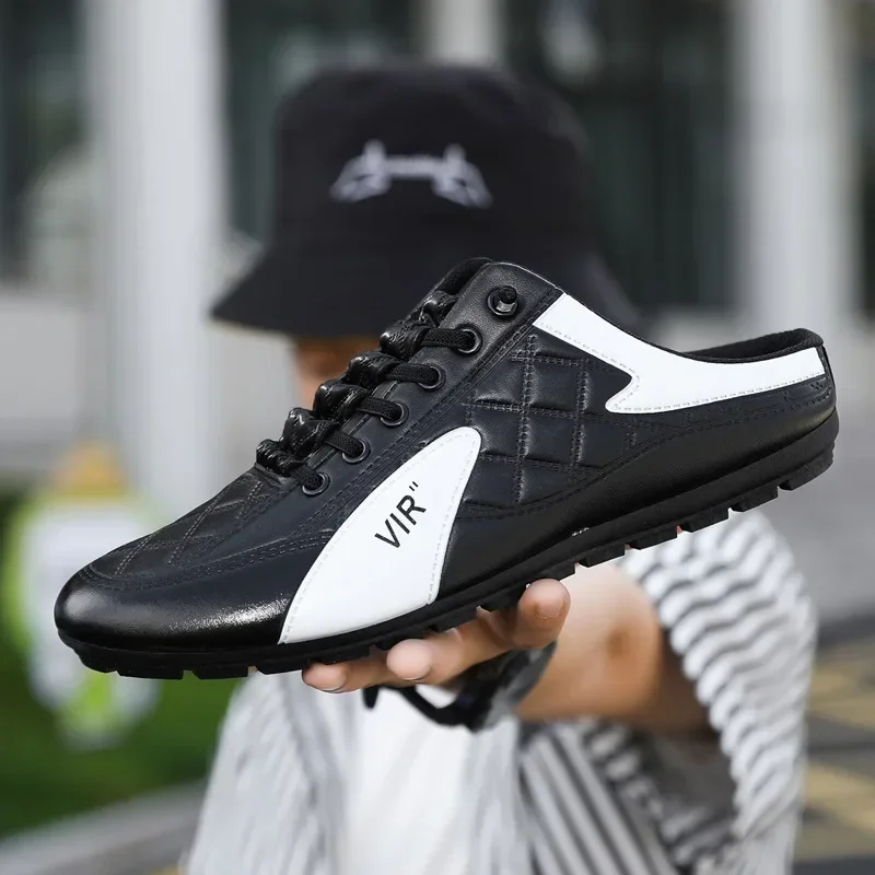 남성용 패션 소프트솔 하프 슬리퍼 트렌디 캐주얼 신발 부드러운 밑창 미끄럼 방지 신발 새로운 야외 워킹 슈즈 남성용 신발