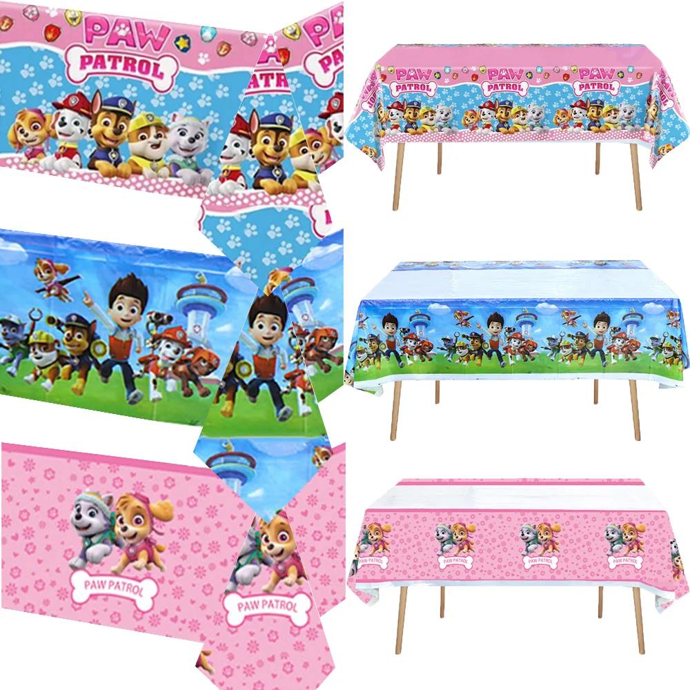 

Paw Patrol Tablecloth Birthday Party Decor Dogs Skye Disposable Table Cloth Table Cover Baby Shower Kids Toy Gift Party Supplies