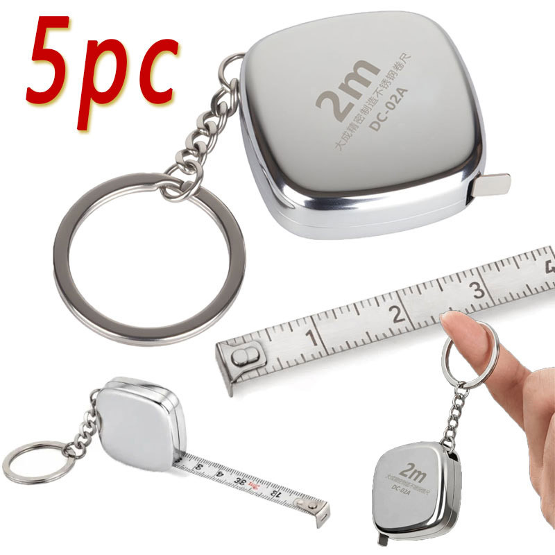 Portable 2‑Meter Mini Keychain Tape Measure Washable Stainless Steel Retractable Measuring Ruler Pocket‑Sized Tape For Home DIY