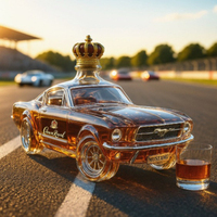 Hot Selling Police Car Whiskey Bottle New Design Car Shaped Glass Wine Bottle Whiskey Glass Transparent Mustang Whisky Bottle
