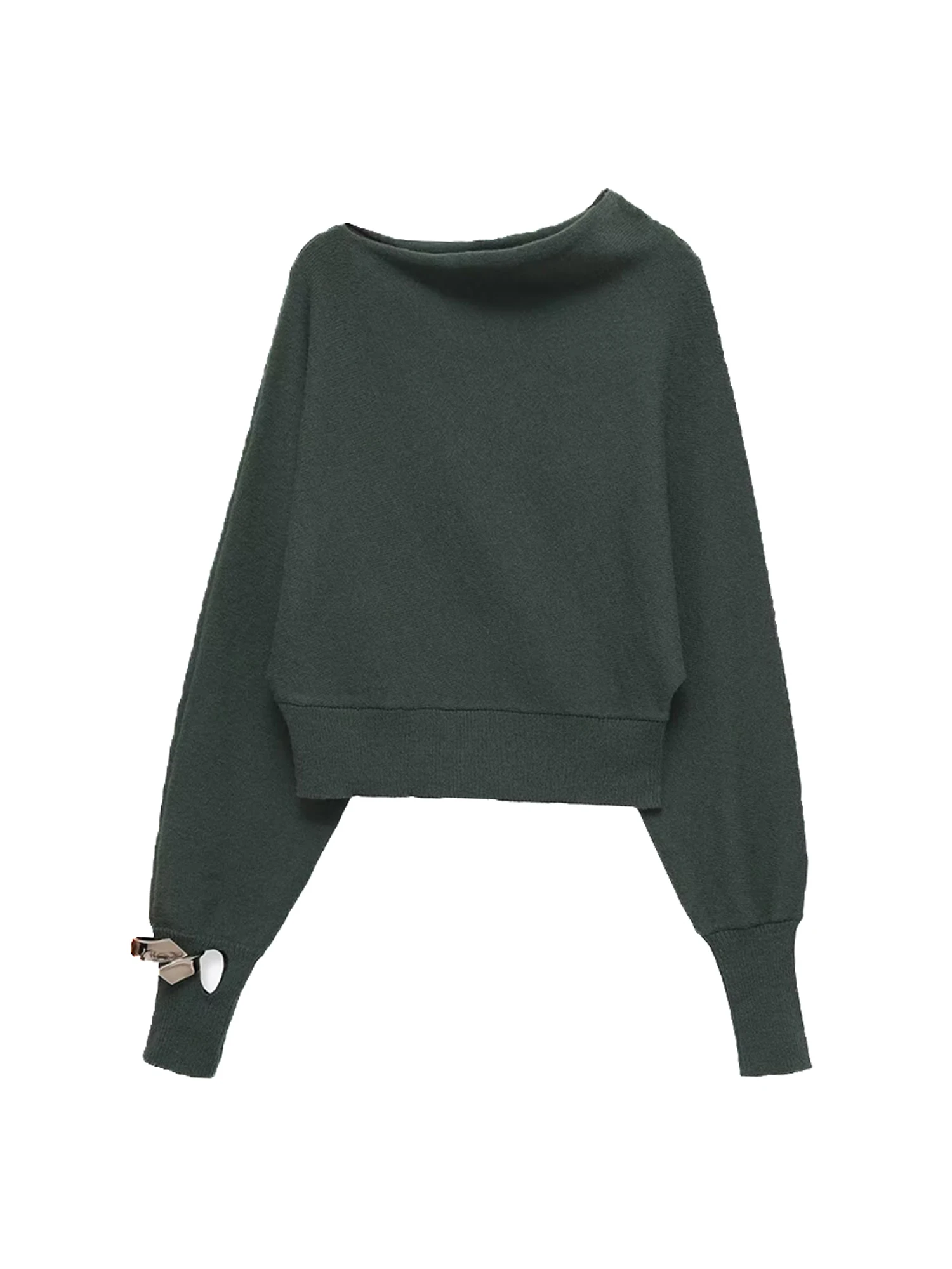 المرأة الأخضر البلوز سترة Vintage البلوز متماسكة طويلة الأكمام قبالة الكتف سترة الكشمير المعنقة الخريف الشتاء 2000s الملابس 2025