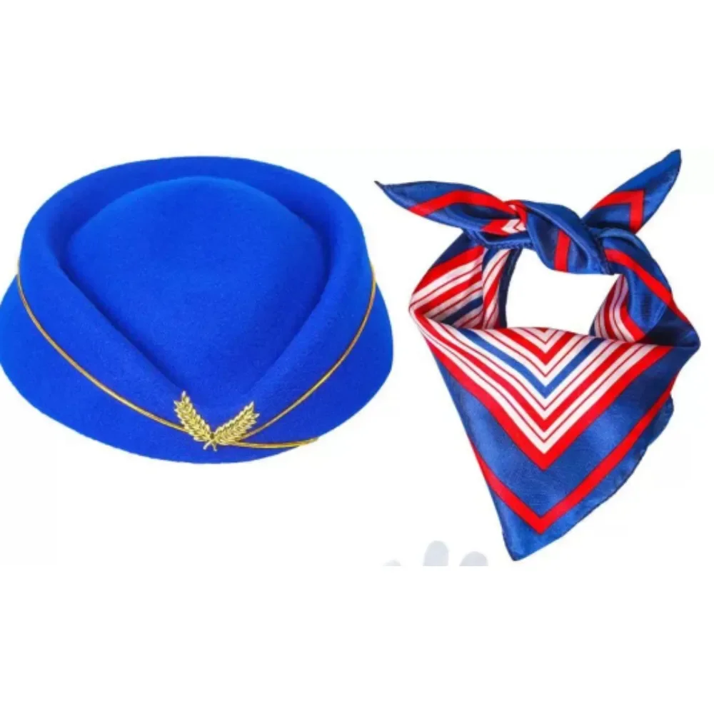Conjunto de vestir para comissário de bordo de festa com acessórios, incluindo chapéus, óculos de sol, luvas, emblemas para fantasia de festa