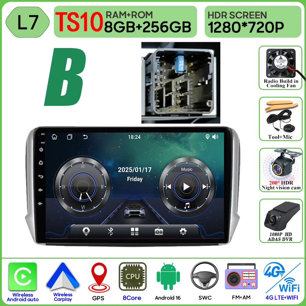 Android 16 GPS Navigatie Voor Peugeot 2008 208 Serie 2012 - 2018 Carplay Autoradio Multimedia Speler Stereo Video BT 2 k Scherm