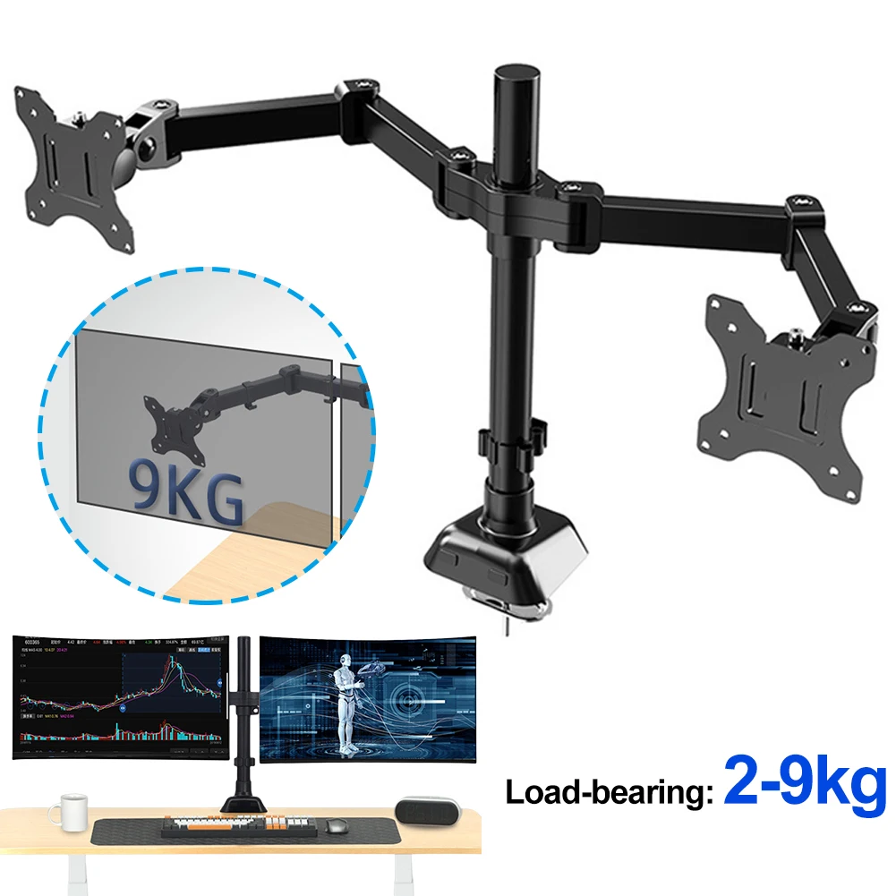 

Single Dual Monitor Desk Mount Holds Up To 19.84 Lbs Monitor Desktop Stand 10-32" Adjustable Computer Screen Holder Clamp Base