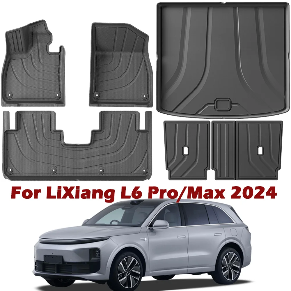 TPE Floor Mats for Lixiang L6 Pro/Max 2024,All Weather Waterproof Non-slip Floor Liners Trunk Mats Seatback Cushion Protector