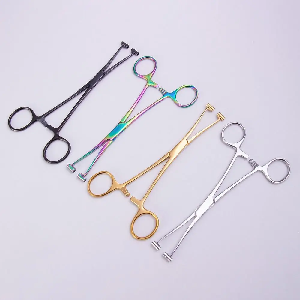 Body Jewelry Tool Stainless Steel Piercing Clamp Body Piercing Puncture Tool Disposable Professional Tool Tweezers