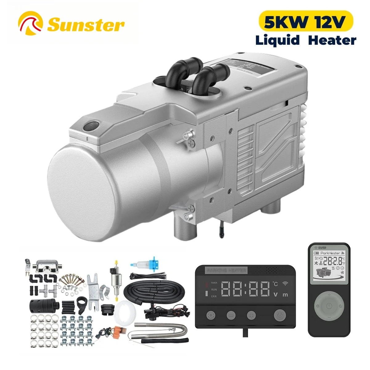 Sunster LCD Wireless Remote Controller 12V 5KW Hydronic Heater Thermo Top Water Heater Similar Webasto Eberspacher For Car RV