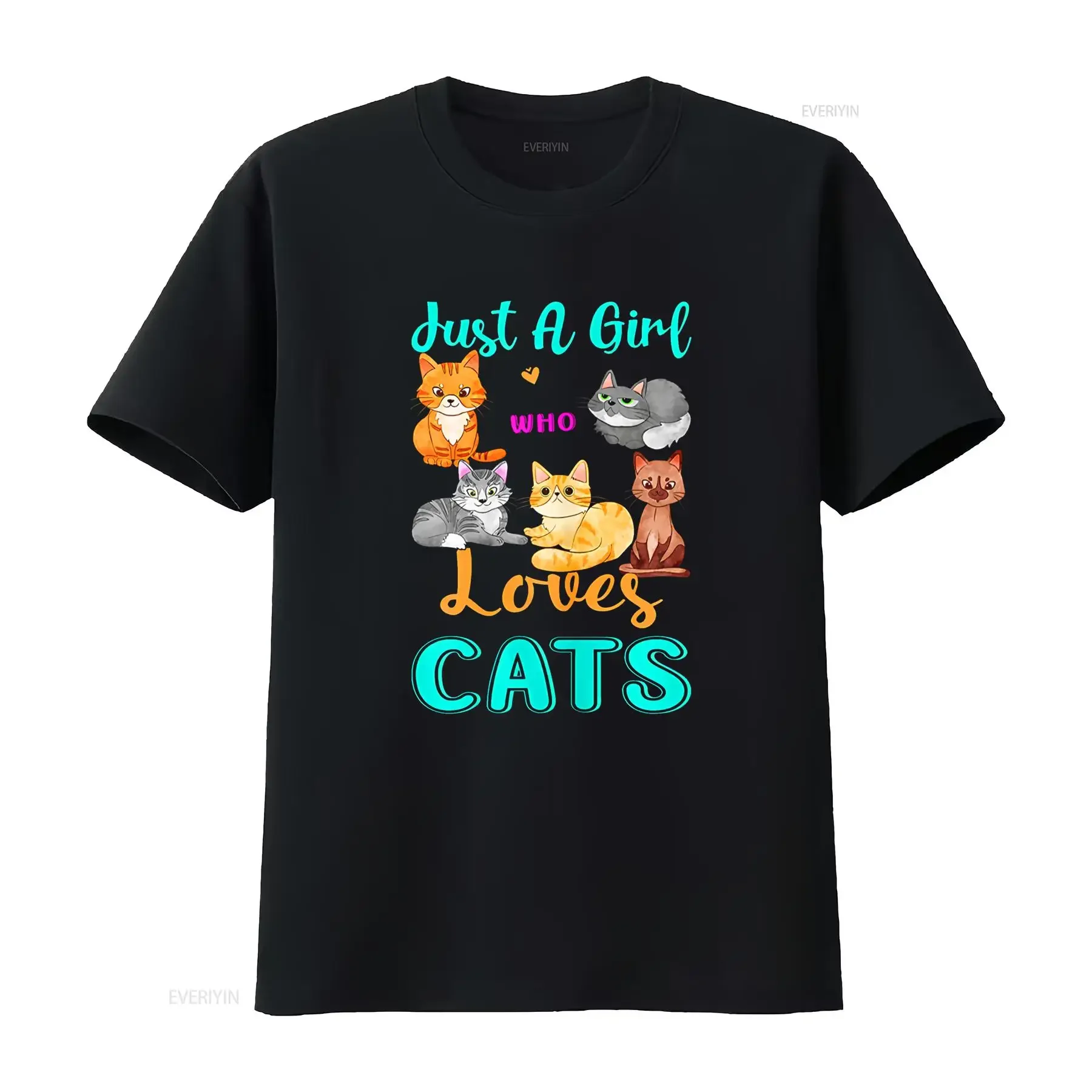 مجرد فتاة تحب القطط عاشق s تي شيرت خمر غسلها لينة الرسم مريحة أوم مصمم الملابس عارضة تنوعا #1