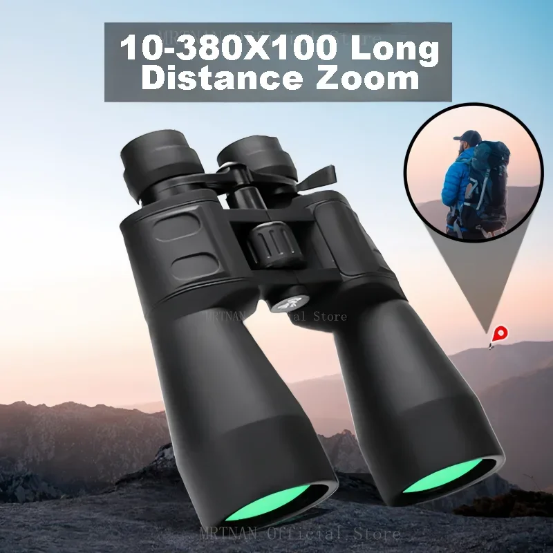 10-380x100 Powerful Binoculars Long Range Telescope Zoom HD BAK4 High Magnification Professional Monocular for Hunting Tourism