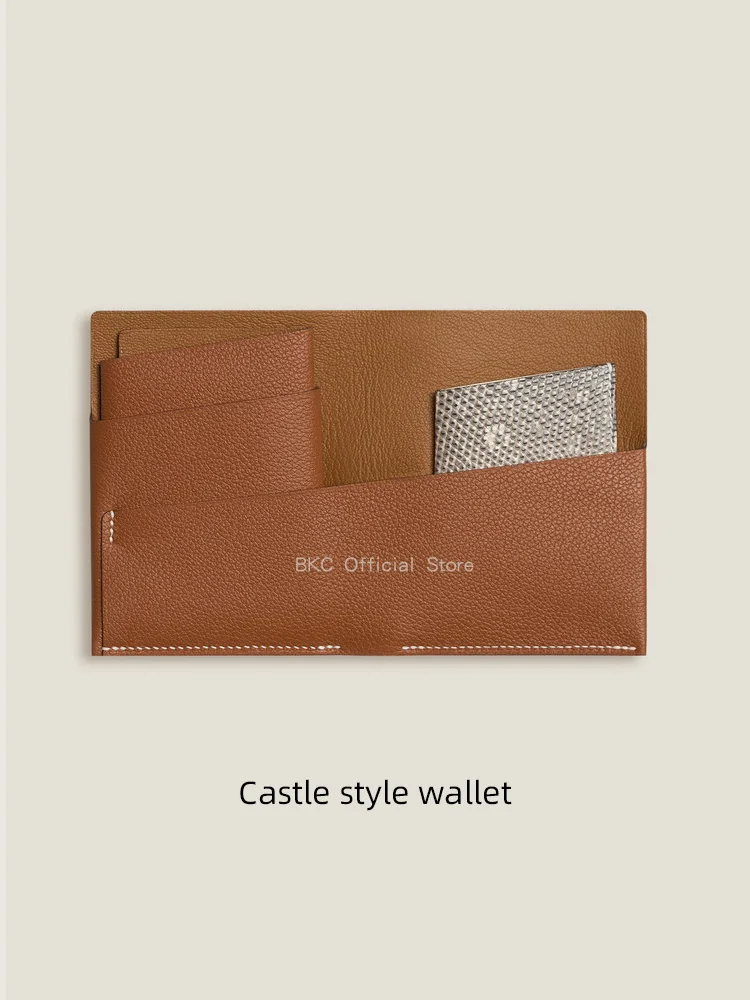 Genuine Leather & Lizard Skin Patchwork Castle Wallet |Handmade Saddle Stitch | Multi-Card Slot Large Cash Pocket Bi-fold Wallet