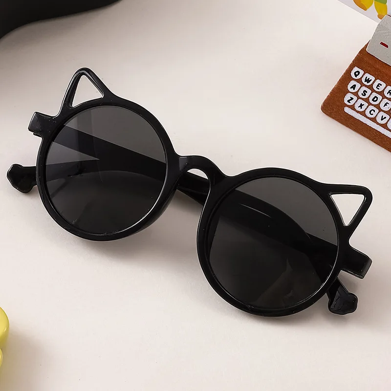 New Children\'s Cat Ear Round Sunglasses Girls\' Cartoon Fashion Sun Glasses Cute Baby Outdoor Sunshade Eyewear UV400 Gafas De Sol