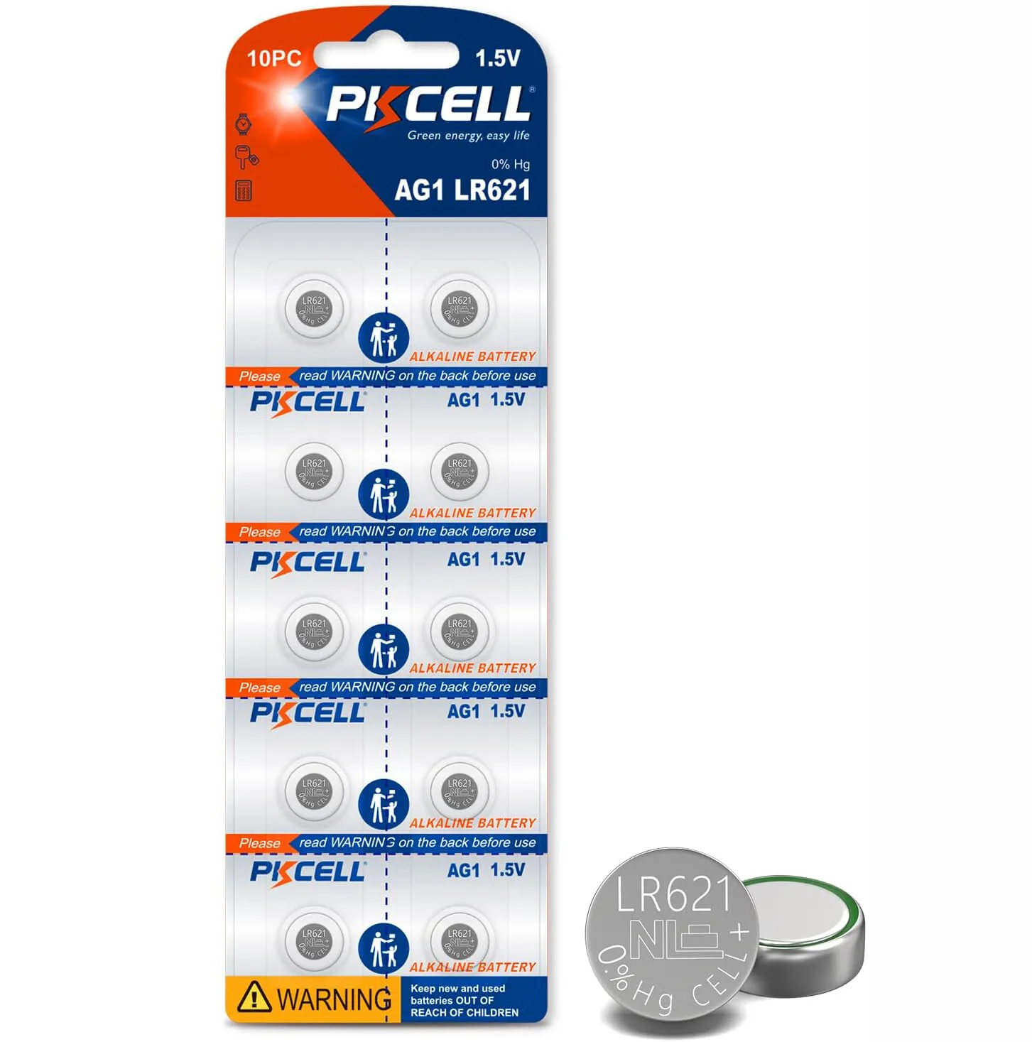 10Pk/100Pcs  AG1  LR621 Watch Batteries   1.5V Button Coin Battery PKCELL