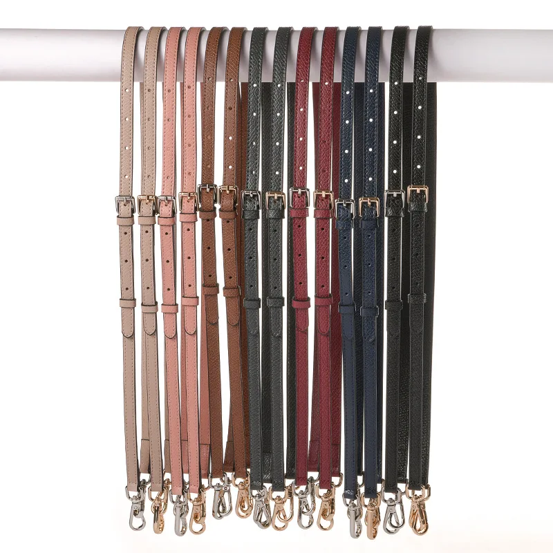 Adjustable Grained Calfskin Shoulder Strap For Longcharm Handbag Le Pliage Purse Bag Carry Belt Silvery Buckle
